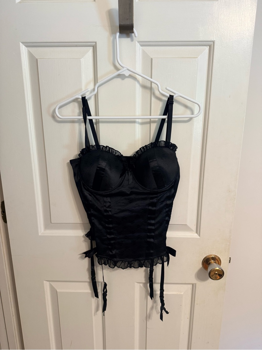 Black Satin Bustier with Garter Straps